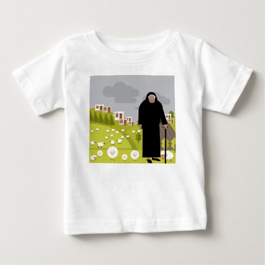 Oude herder en kudde schapen (Voorkant)