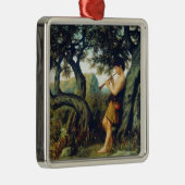 Oude herder jongen spelen de fluit metalen ornament (Rechts)