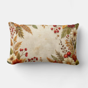 Oude Herfst Bloemen Rand Kussen - Herfst Bloemen