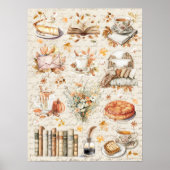 Oude herfst essentie cozy bibliotheek poster (Voorkant)