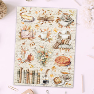 Oude herfst essentiële gezellige bibliotheek briefkaart