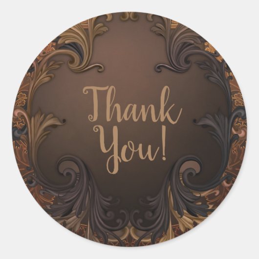 Oude herfst gouden decoratieve bladeren bruiloft ronde sticker (Voorkant)