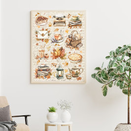 Oude herfst klassieke antieke esthetiek poster