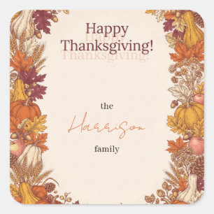 Oude herfst oogst fijne Thanksgiving groet Vierkante Sticker
