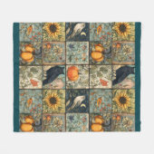Oude herfst patchwork uitziende pompoen uil bloem fleece deken (Voorkant (Horizontaal))