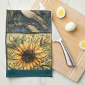 Oude herfst patchwork uitziende pompoen uil bloem theedoek (Quarter Fold)