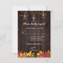 Oude herfstbladeren Vintage lantaarns Houten RSVP Kaartje