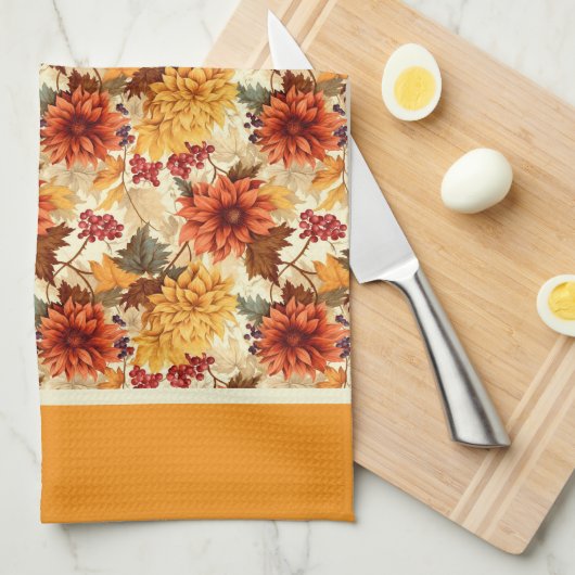 Oude herfstbloemen theedoek (Quarter Fold)