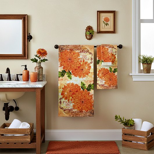 Oude herfstchrysanten bad handdoek