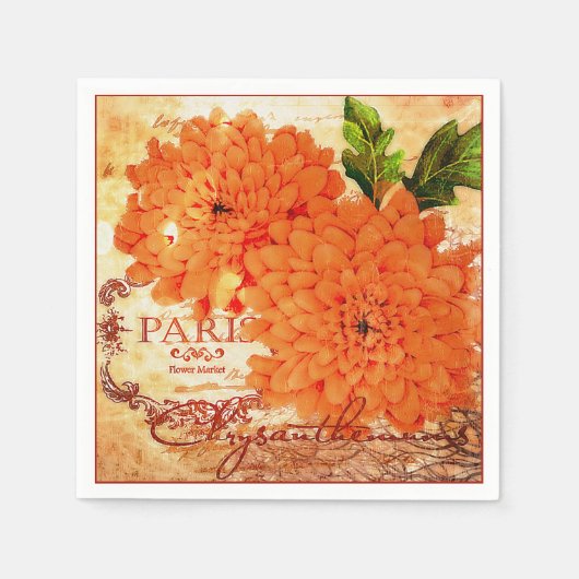 Oude herfstchrysanten servet (Voorkant)