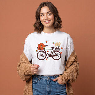 Oude herfstfiets met pompoenoogst t-shirt
