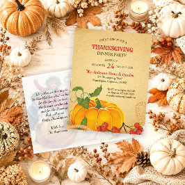 Oude herfstpompoen Thanksgiving-uitnodiging Briefkaart