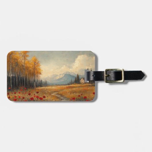 Oude herfstweide-schildering klaprozen bagagelabel (Voorkant horizontaal)