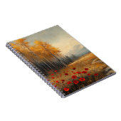 Oude herfstweide-schildering klaprozen notitieboek (Rechterzijde)