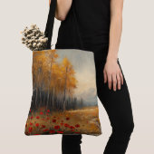 Oude herfstweide-schildering klaprozen tote bag (Dichtbij)