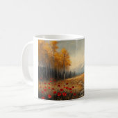 Oude herfstweideschildering klaprozen koffiemok (Voorkant links)