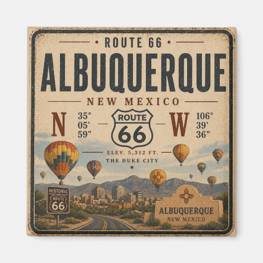 Oude herinnering aan New Mexico Highway Magneet (Voorkant)