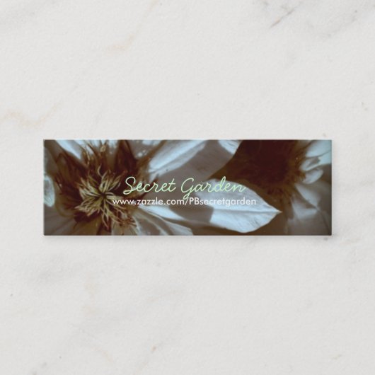 Oude herinneringen 3 White Clematis Floral Photogr Mini Visitekaartje (Voorkant)