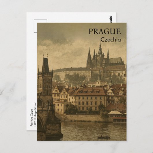 Oude herinneringen aan Praag Europese reis ansicht Briefkaart (Voorkant / Achterkant)