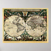 Oude herstelde Wereldkaart #2 Poster (Voorkant)