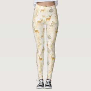 Oude herten- en bloemenprint uit het bos leggings
