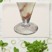 Oude hete fudge ijs sundae desserts theedoek (Gevouwen)