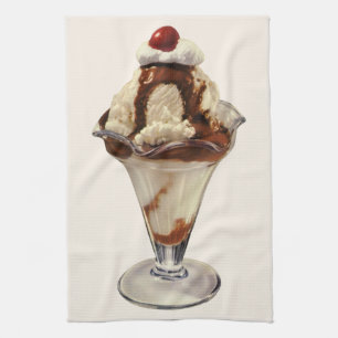 Oude hete fudge ijs sundae desserts theedoek