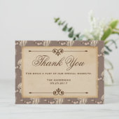 Oude heteluchtballon bruine bedankkaart (Staand voorkant)