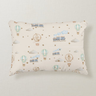 Oude heteluchtballon en trein kinderkamerbehang accent kussen