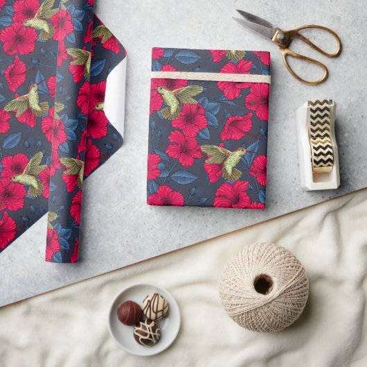 Oude hibiscus botanische en kolibrie cadeaupapier (Crafts)