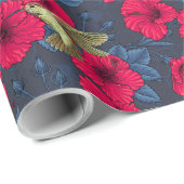 Oude hibiscus botanische en kolibrie cadeaupapier (Rol Hoek)