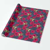 Oude hibiscus botanische en kolibrie cadeaupapier (Uitgerold)