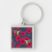 Oude Hibiscus Botanische en Kolibrie Sleutelhanger (Voorkant)