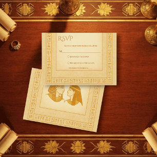 Oude Hiërogliefen Koning & Koningin Egyptische Bru RSVP Kaartje