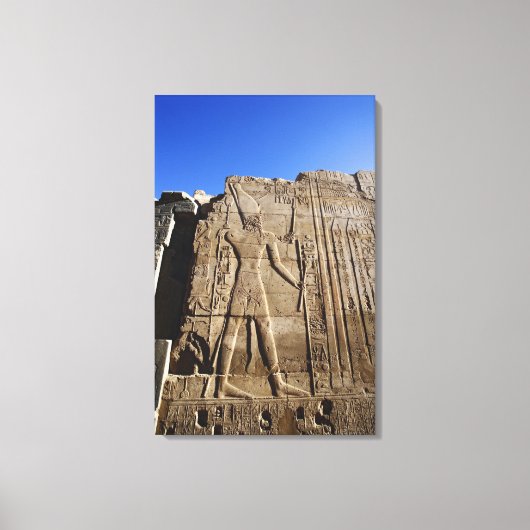 Oude hiërogliefen op muur, Tempel van Karnak, Canvas Afdruk (Voorkant)