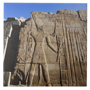 Oude hiërogliefen op muur, Tempel van Karnak, Tegeltje