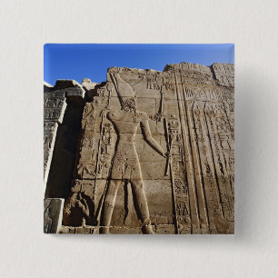 Oude hiërogliefen op muur, Tempel van Karnak, Vierkante Button 5,1 Cm