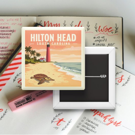Oude Hilton Head South Carolina Vierkante Button 5,1 Cm