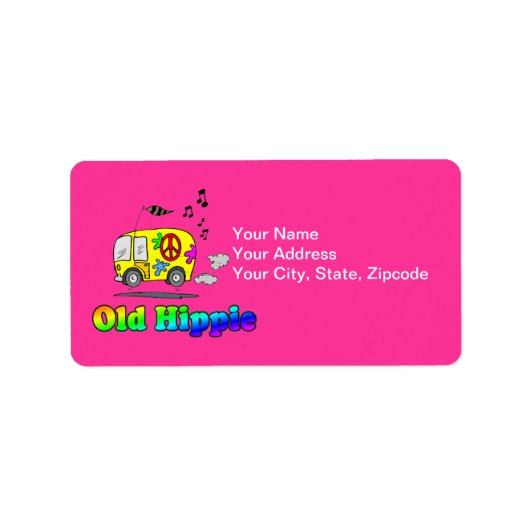 Oude Hippie Bus Etiket (Voorkant)