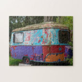 OUDE HIPPIE CARAVAN CAMPER TRAILER JIGSAW PUZZLE LEGPUZZEL (Horizontaal)