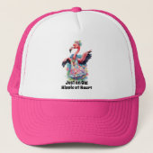 Oude Hippie Flamingo Flower Power Vibes Trucker Pet (Voorkant)