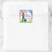 Oude Hippie Hippy Tie Dye 55th Birthday Party Vierkante Sticker (Tas)