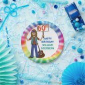 Oude Hippie Hippy Tie Dye 60th Birthday Party Papieren Bordje (Feest)