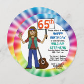 Oude Hippie Hippy Tie Dye 65th Birthday Party Kaart (Voorkant / Achterkant)