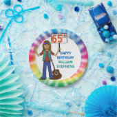 Oude Hippie Hippy Tie Dye 65th Birthday Party Papieren Bordje (Feest)