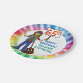 Oude Hippie Hippy Tie Dye 65th Birthday Party Papieren Bordje (Gekanteld)