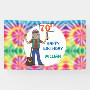 Oude Hippie Hippy Tie Dye 70th Birthday Party Bann Spandoek