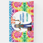Oude Hippie Hippy Tie Dye 70th Birthday Party Bann Spandoek (Verticaal)