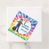 Oude Hippie Hippy Tie Dye 70th Birthday Party Bedankjes Labels (In situ)