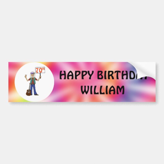 Oude Hippie Hippy Tie Dye 70th Birthday Party Bumpersticker (Voorkant)